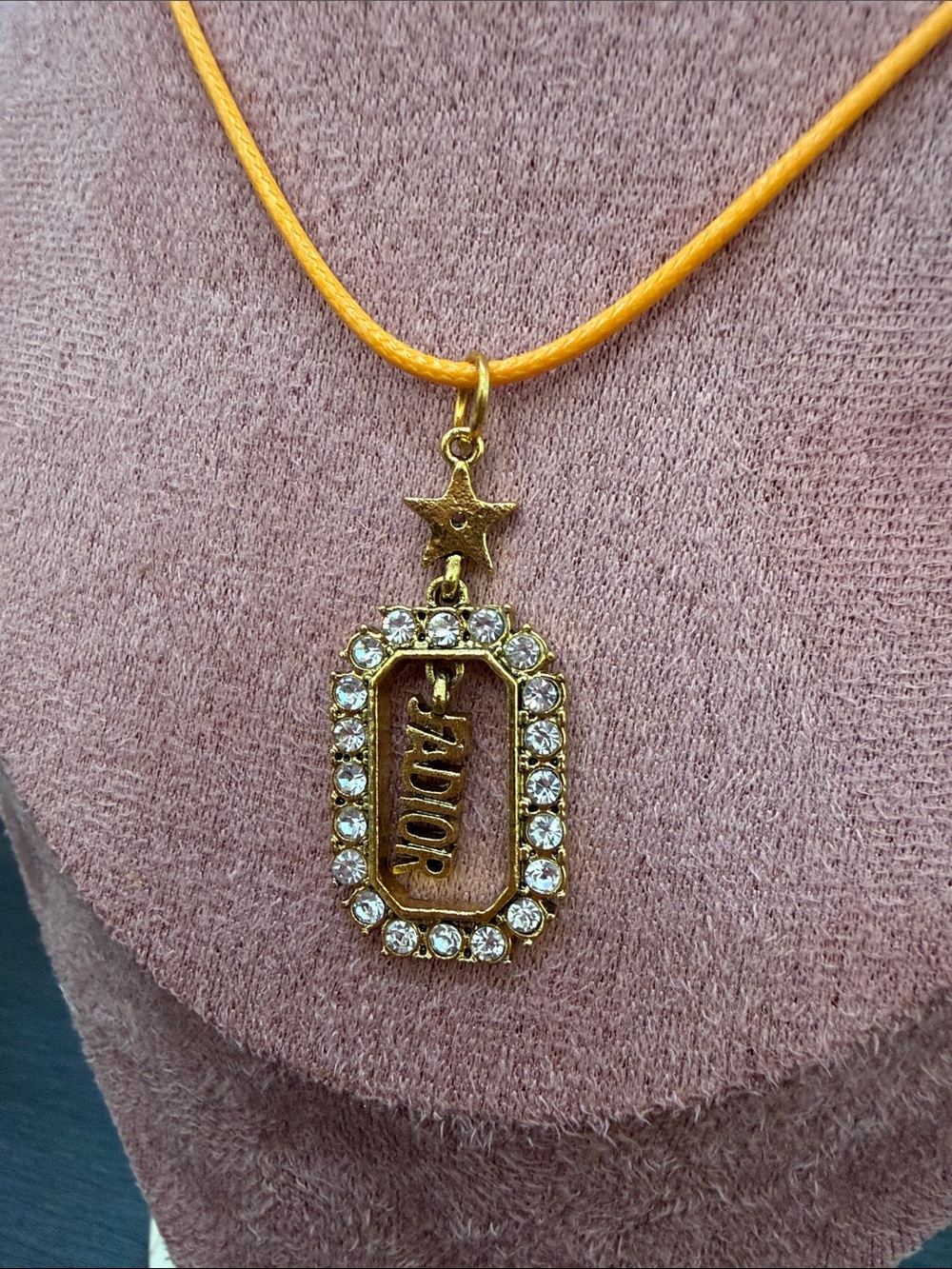 Authentic Dior Gold Crystal 'JaDore Pendant UpCycled to Necklace